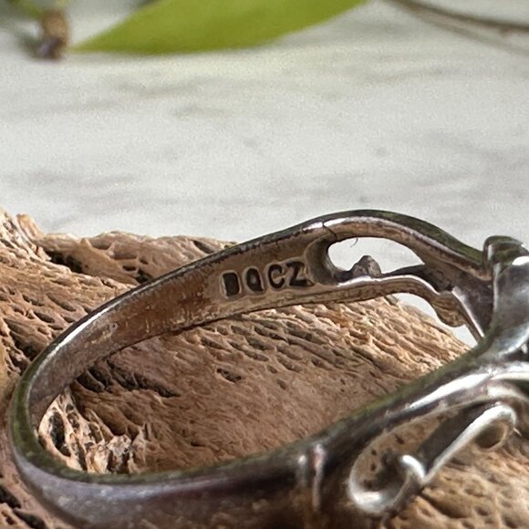 Kabana Openwork Sterling Silver Cubic Zirconia Solitaire Ring Size 7 - Picture 7 of 9